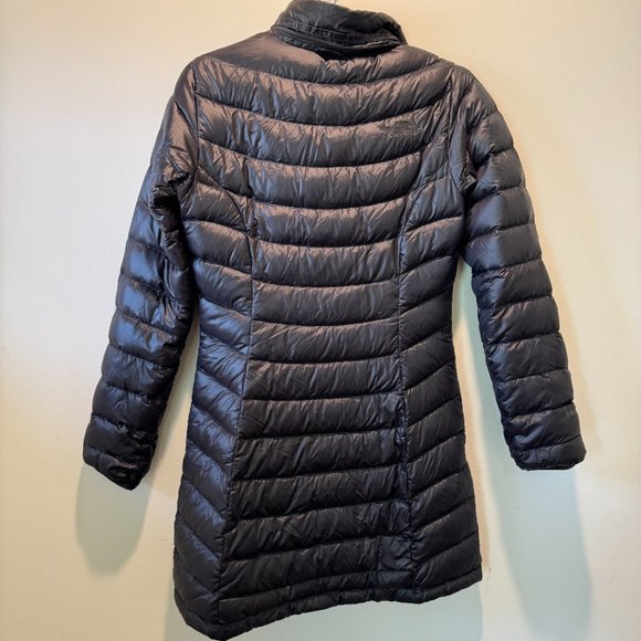 North Face Womens 550 Black Long Puffer Hooded Parka Jacket Small - Picture 3 of 10